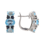 Серебряные серьги с топазом и сапфирами