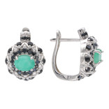 Серьги из серебра с изумрудом и шпинелью