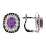 Серьги серебряные с аметистом и шпинелью