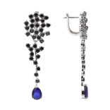 Серьги из серебра с сапфиром и шпинелью