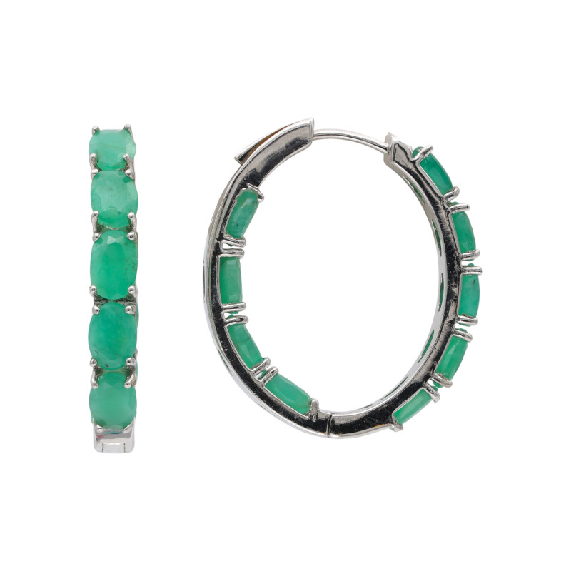 Серебряные серьги с изумрудами