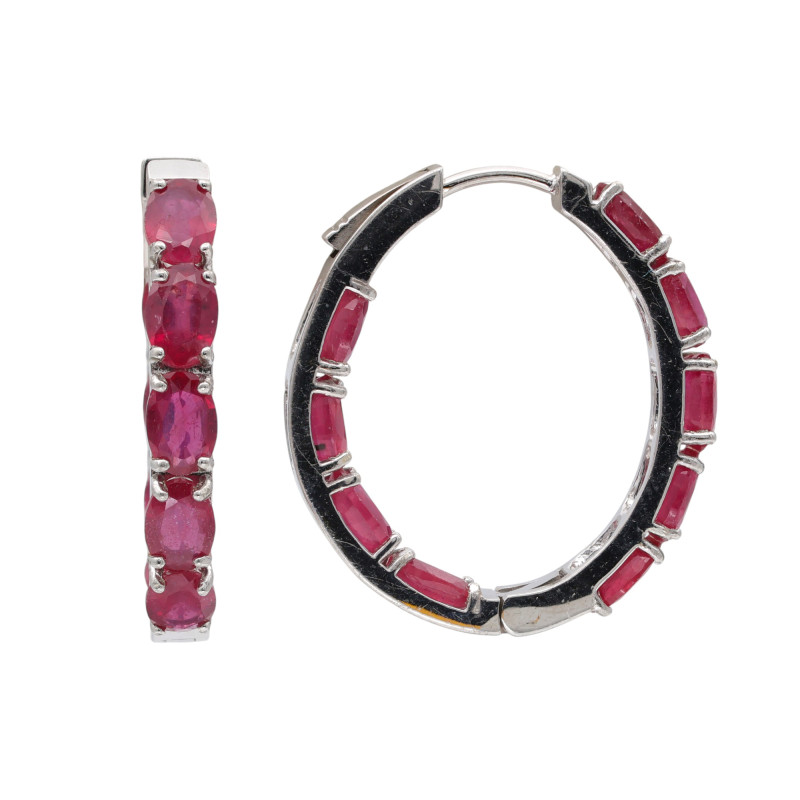 Серебряные серьги с рубинами