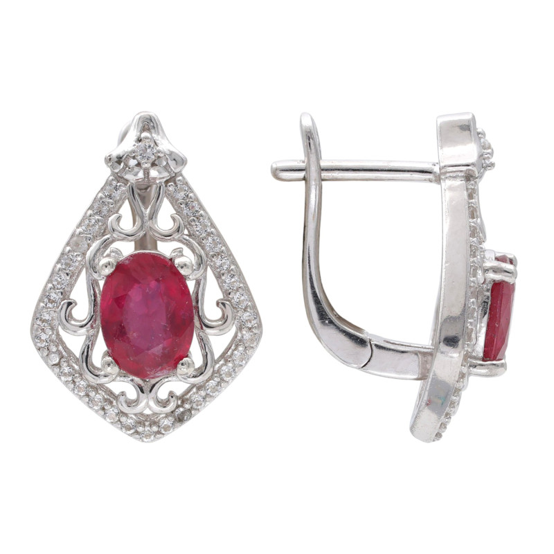 Серебряные серьги с рубином