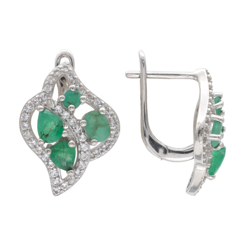 Серебряные серьги с изумрудом