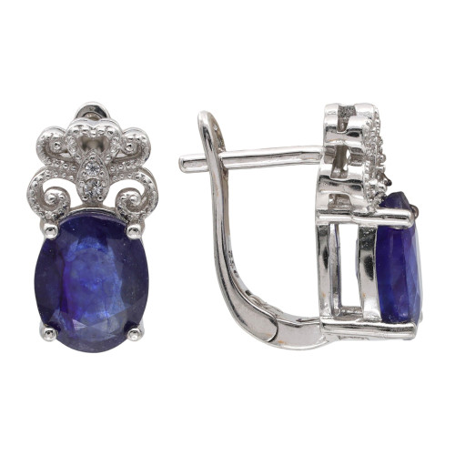 Серьги из серебра с сапфиром