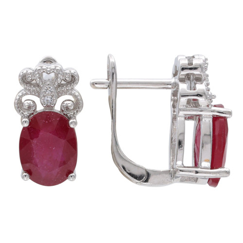 Серебряные серьги с рубином