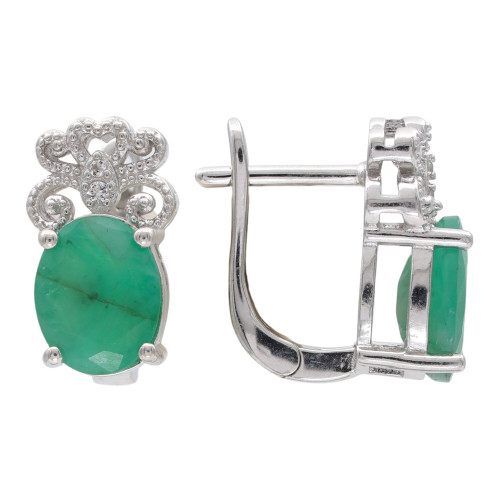Серьги из серебра с изумрудом