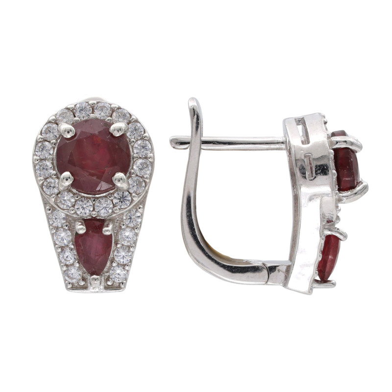Серебряные серьги с рубинами