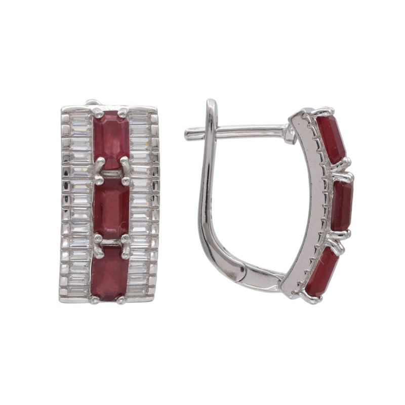 Серебряные серьги с рубином
