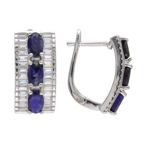 Серебряные серьги с сапфиром