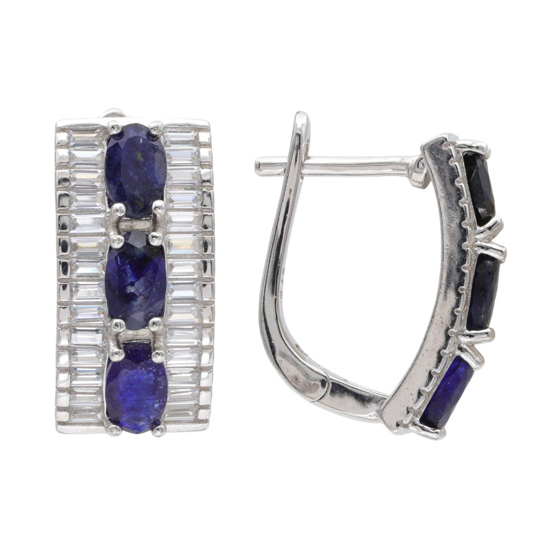 Серебряные серьги с сапфиром