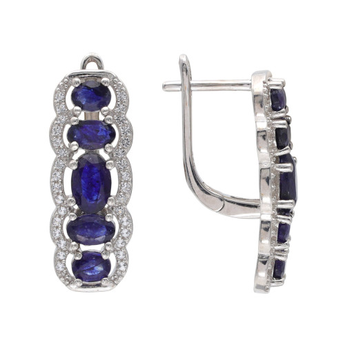 Серебряные серьги с сапфирами