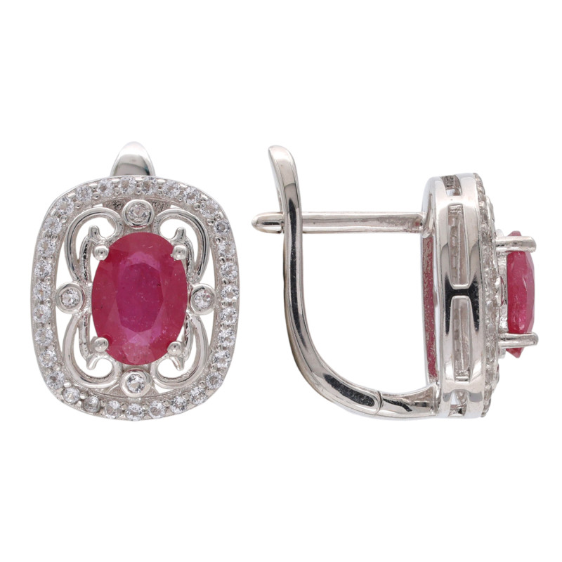 Серебряные серьги с рубинами