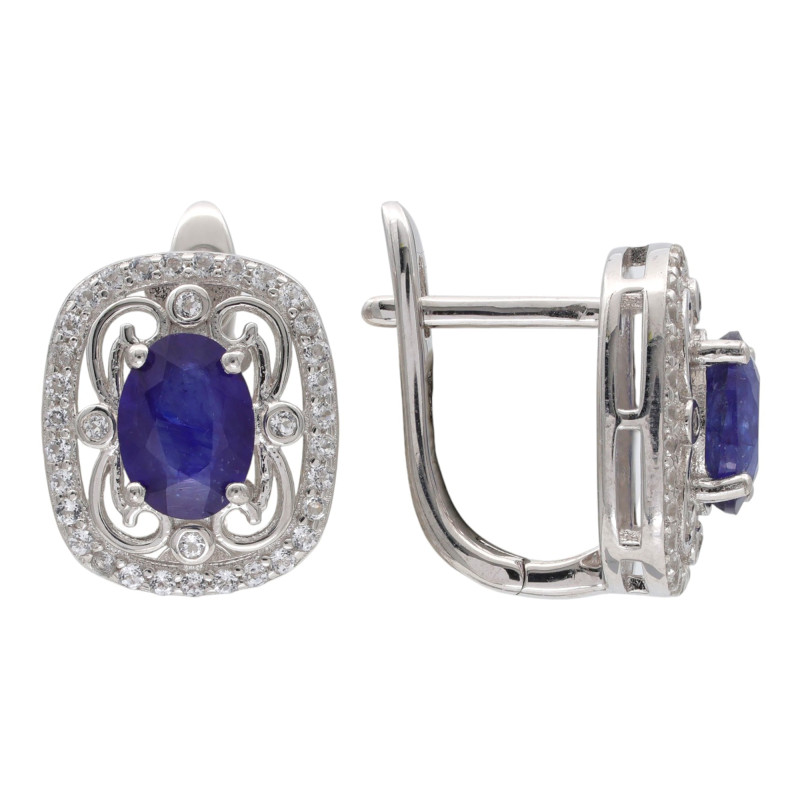 Серьги серебряные с сапфирами