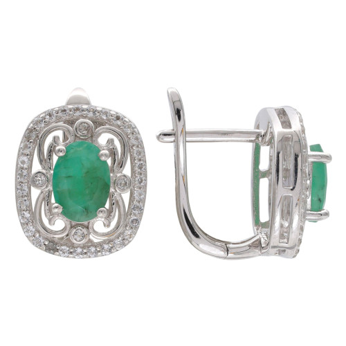 Серьги из серебра с изумрудом