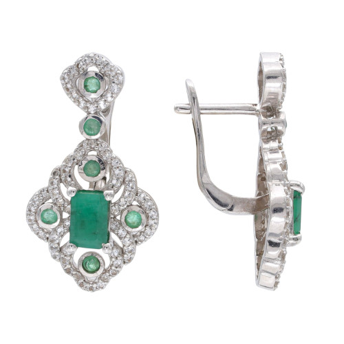 Серебряные серьги с изумрудами