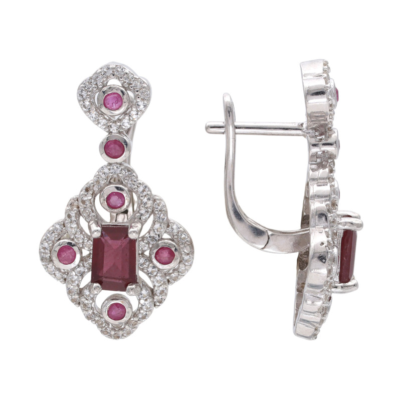 Серебряные серьги с рубинами