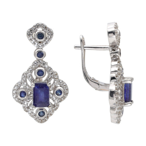 Серебряные серьги с сапфирами