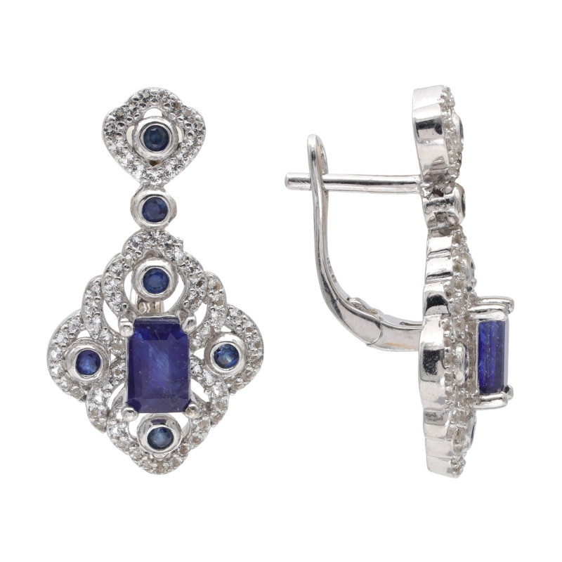 Серебряные серьги с сапфирами