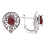 Серьги серебряные с рубинами