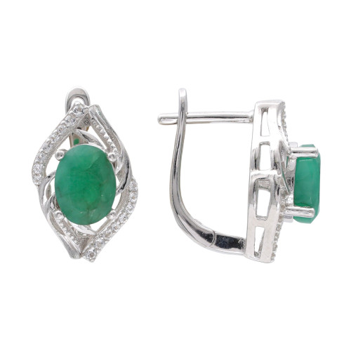 Серьги из серебра с изумрудами