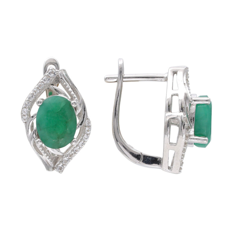Серьги из серебра с изумрудами