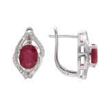 Серьги из серебра с рубинами