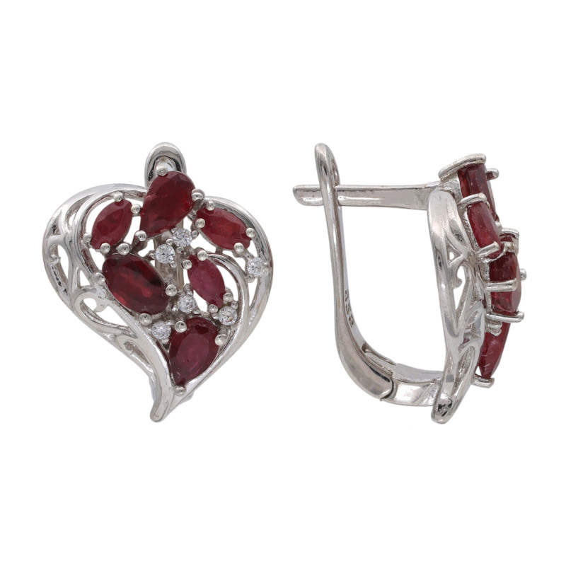 Серьги из серебра с рубинами