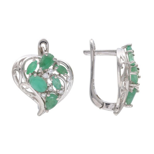Серебряные серьги с изумрудом