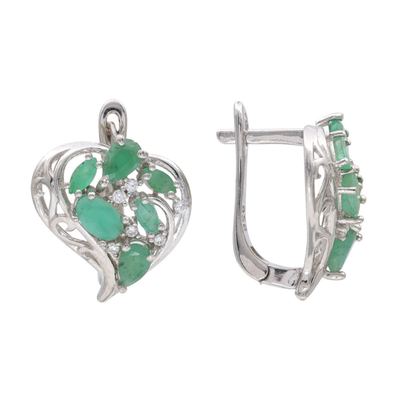 Серебряные серьги с изумрудом