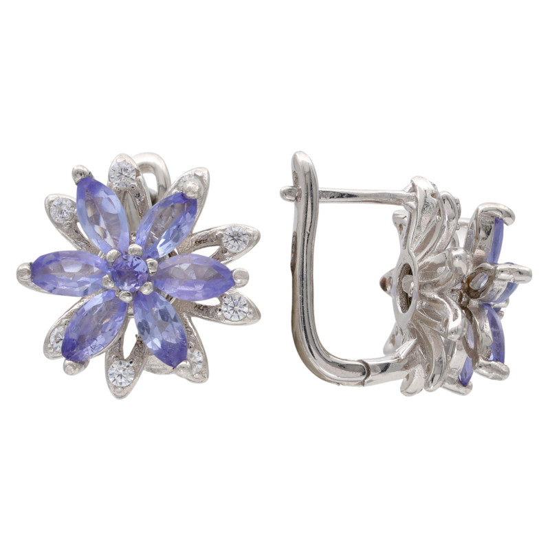 Серебряные серьги с танзанитами