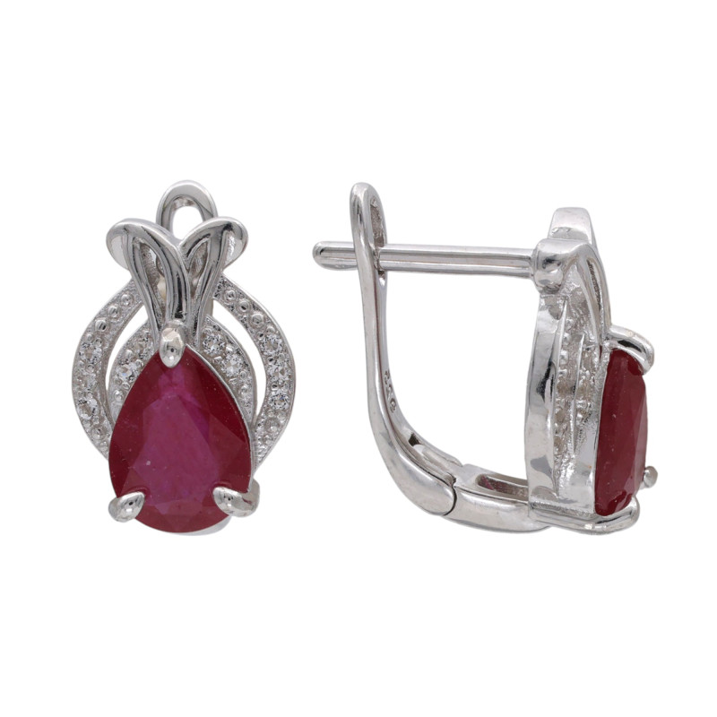 Серебряные серьги с рубином