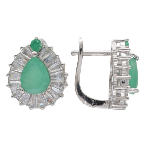 Серебряные серьги с изумрудами