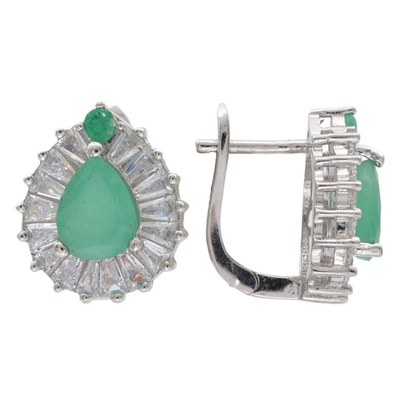 Серебряные серьги с изумрудами