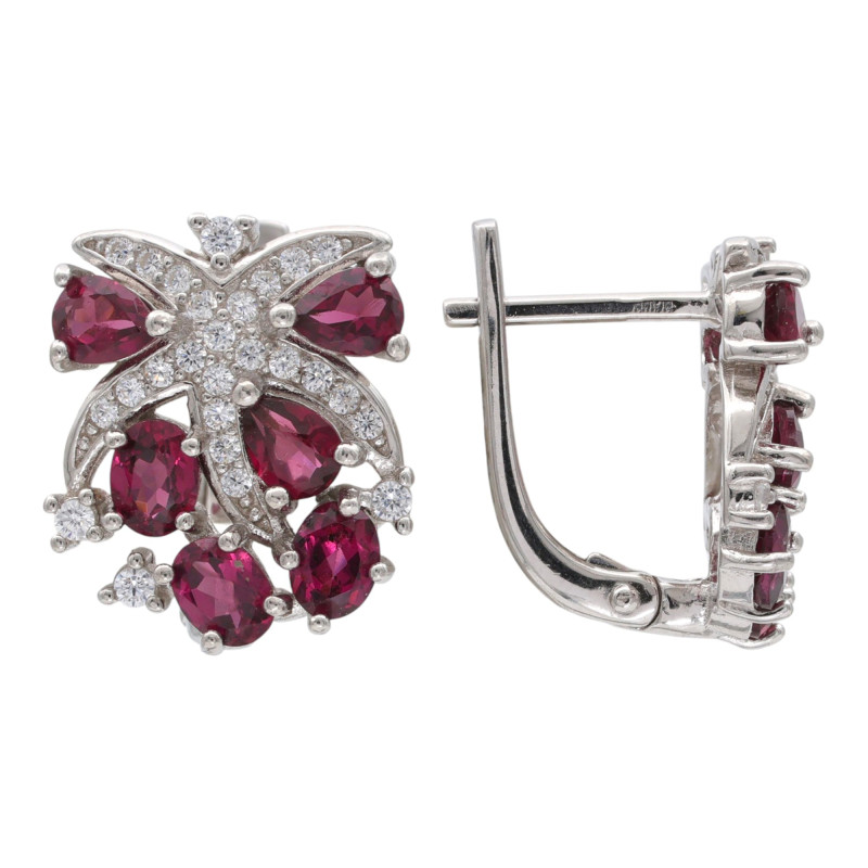 Серебряные серьги с родолитом