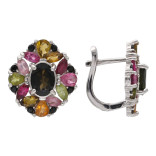 Серебряные серьги с турмалинами и шпинелью