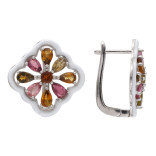 Серьги из серебра с турмалинами и эмалью