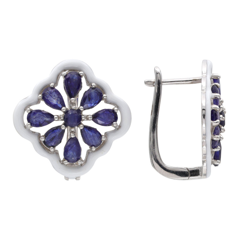 Серьги из серебра с сапфирами