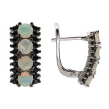 Серебряные серьги с опалом и шпинелью