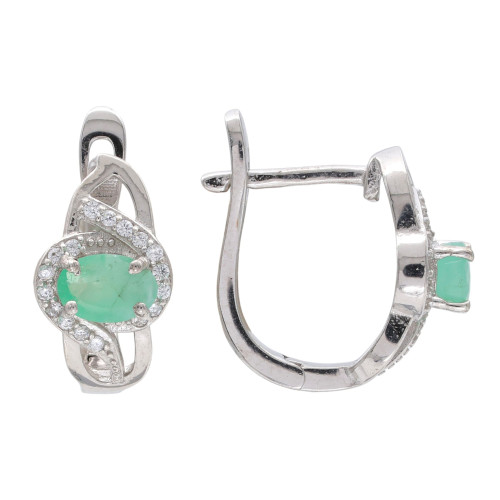Серебряные серьги с изумрудом
