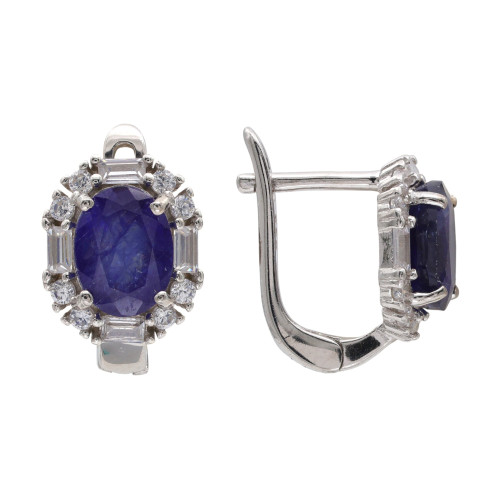 Серьги из серебра с сапфиром