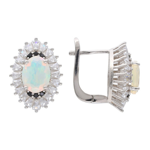 Серьги из серебра с опалом и шпинелью