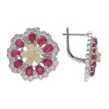 Серебряные серьги с опалом и рубинами