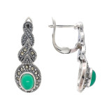 Серьги из серебра с агатом и марказитом