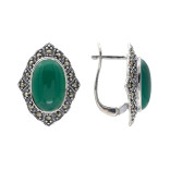 Серьги серебряные с агатом и марказитом