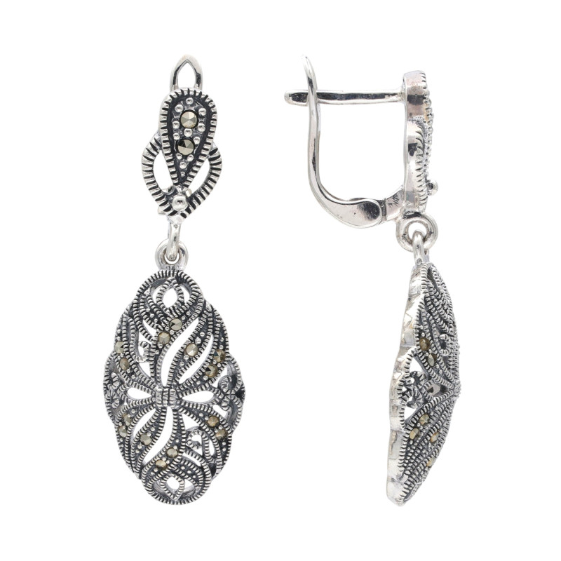 Серьги серебряные с марказитом