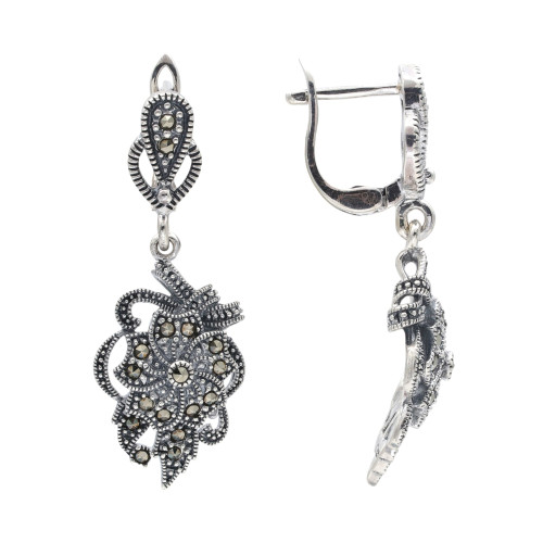 Серьги серебряные с марказитами