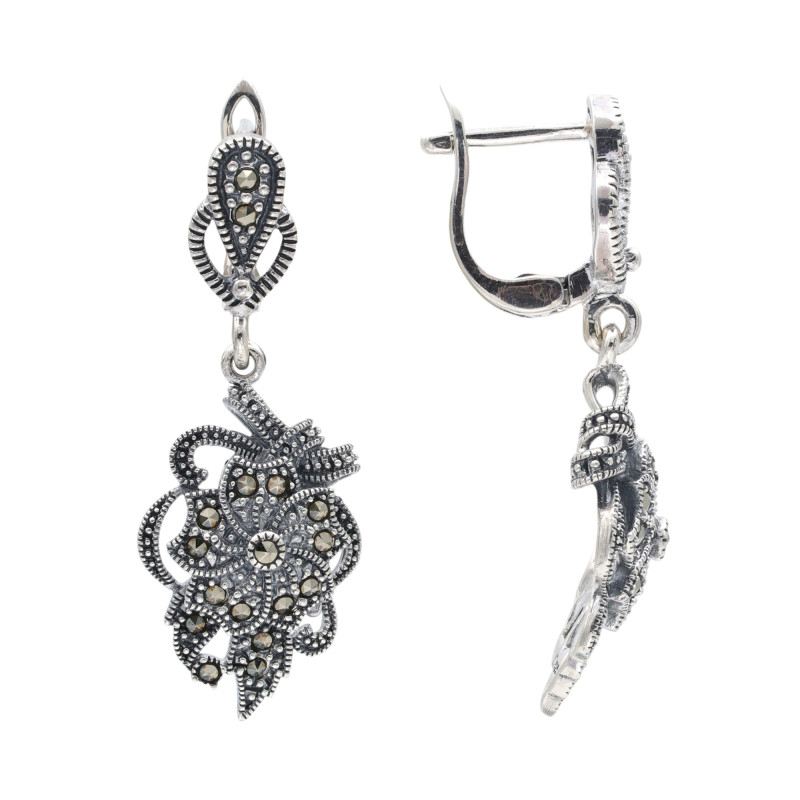 Серьги серебряные с марказитами