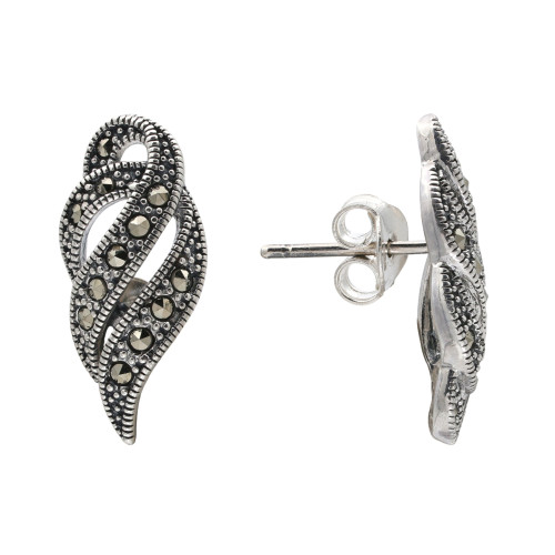 Серебряные серьги-пусеты с марказитом