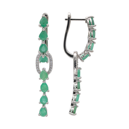 Серебряные серьги с изумрудами
